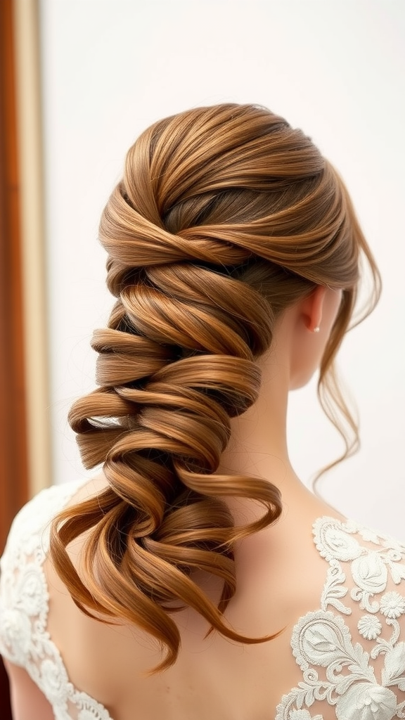 Elegant twisted ponytail hairstyle for bridesmaid