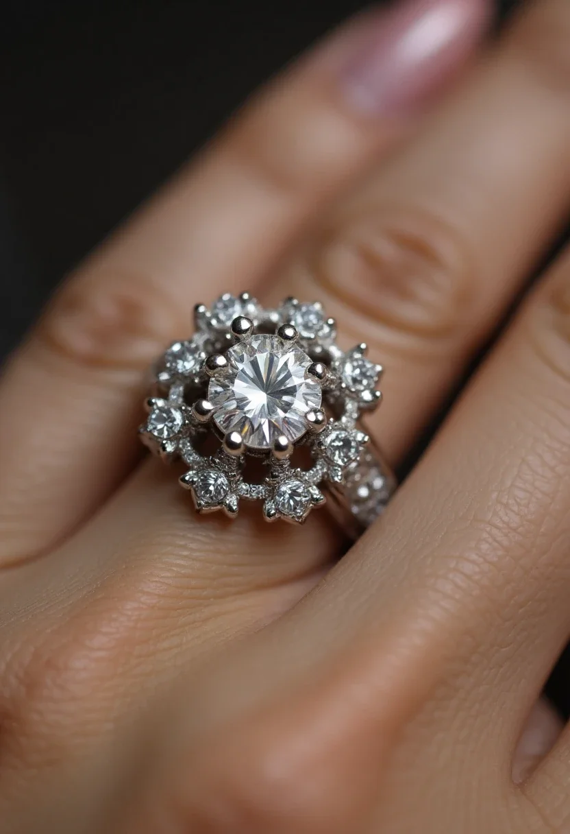 Ethical engagement ring with a lab-created diamond and recycled metal