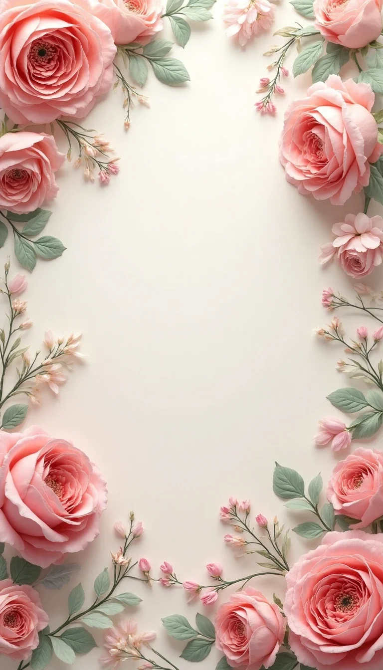 Floral save the date background with roses and peonies.