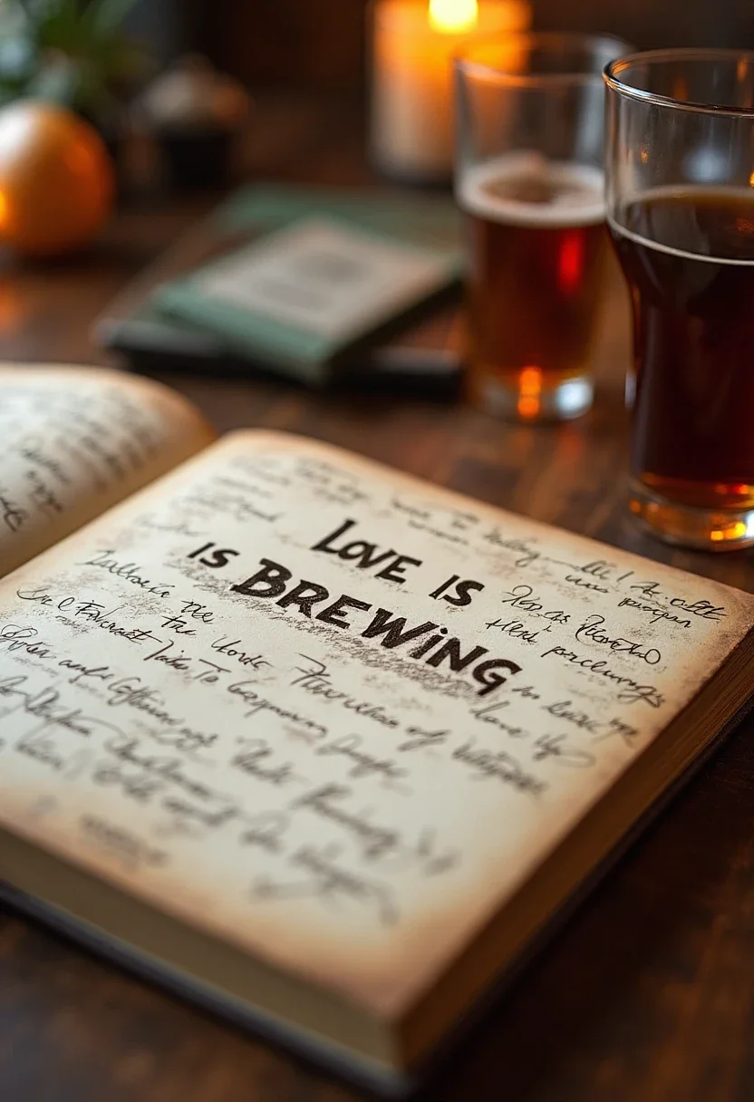 Custom 'Love is Brewing' guestbook with messages.