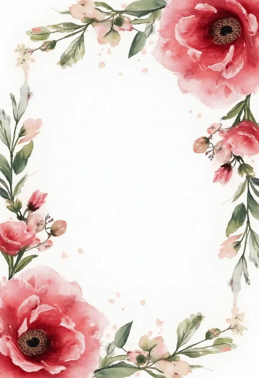 Floral invitation card with watercolor blooms